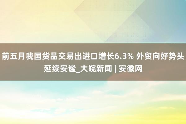 前五月我国货品交易出进口增长6.3% 外贸向好势头延续安谧_大皖新闻 | 安徽网