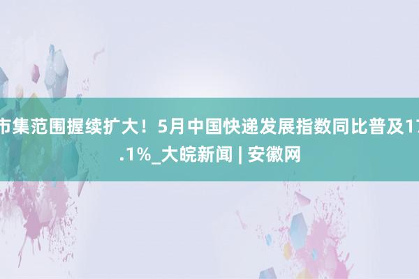 市集范围握续扩大！5月中国快递发展指数同比普及17.1%_大皖新闻 | 安徽网