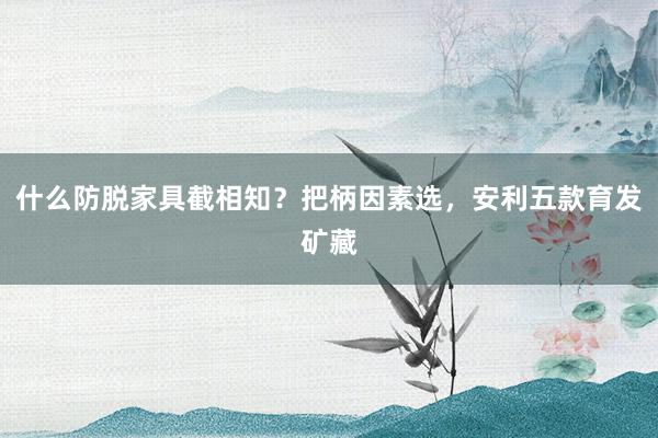 什么防脱家具截相知？把柄因素选，安利五款育发矿藏