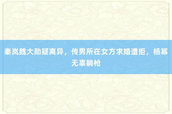 秦岚魏大勋疑离异，传男所在女方求婚遭拒，杨幂无辜躺枪