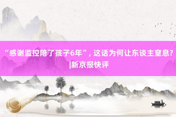 “感谢监控陪了孩子6年”, 这话为何让东谈主窒息? |新京报快评