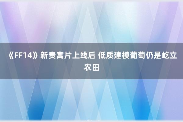 《FF14》新贵寓片上线后 低质建模葡萄仍是屹立农田