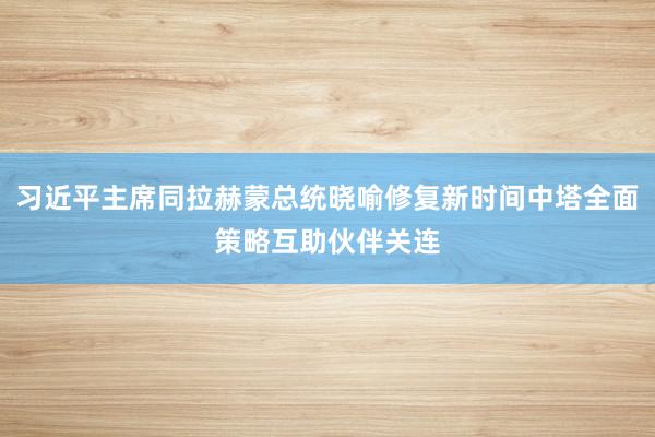 习近平主席同拉赫蒙总统晓喻修复新时间中塔全面策略互助伙伴关连