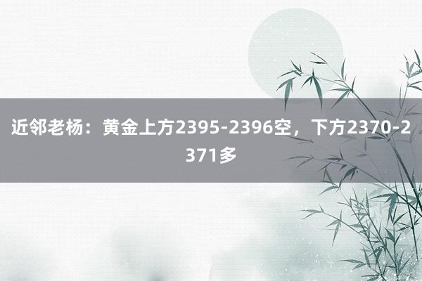 近邻老杨：黄金上方2395-2396空，下方2370-2371多