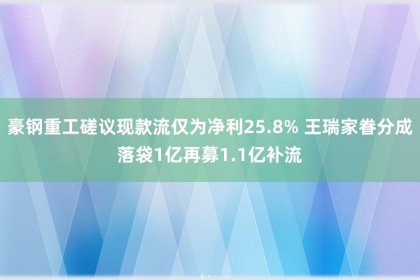 豪钢重工磋议现款流仅为净利25.8% 王瑞家眷分成落袋1亿再募1.1亿补流