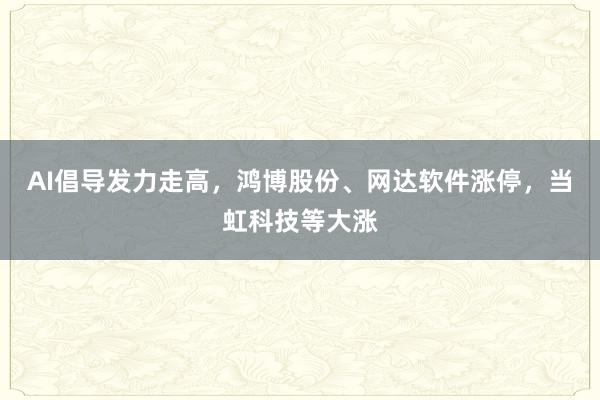 AI倡导发力走高，鸿博股份、网达软件涨停，当虹科技等大涨