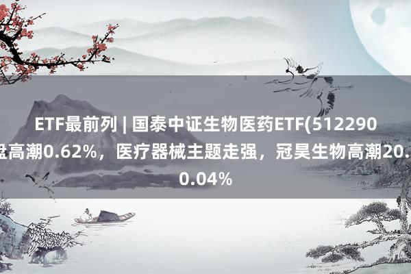 ETF最前列 | 国泰中证生物医药ETF(512290)早盘高潮0.62%，医疗器械主题走强，冠昊生物高潮20.04%