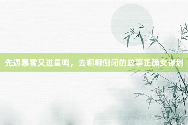 先遇暴雪又进星鸣，去哪哪倒闭的政事正确女谋划